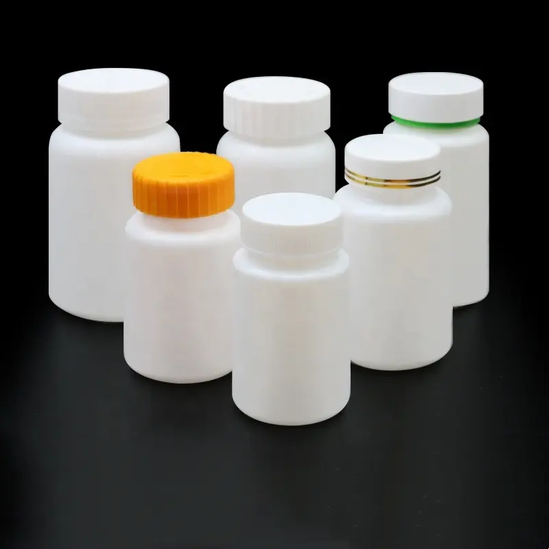 Plastic Supplementflessen Hdpe Capsules Tabletten Gezondheidsvoedingssupplementen Medicijnflesjes Vitamineflessen Leeg Rond Wit