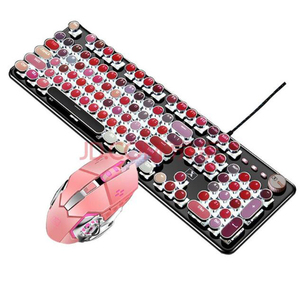Caja de regalo Rosa redondo Keycap Macro de programación 104 mecánica ejes retroiluminación RGB Juegos de ordenador ratón de teclado Combos - Product Image 1