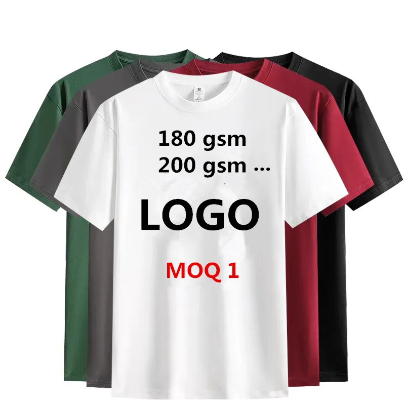 custom Logo MOQ 1 180 gms 200 gms men's clothing t-shirts for men size blank plain t-shirt sport tshirt short sleeve