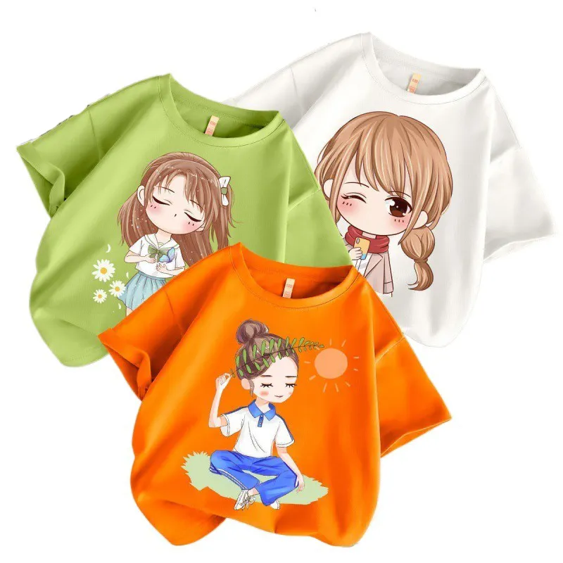 Camiseta de manga corta con dibujos animados para niños, 3 unidades