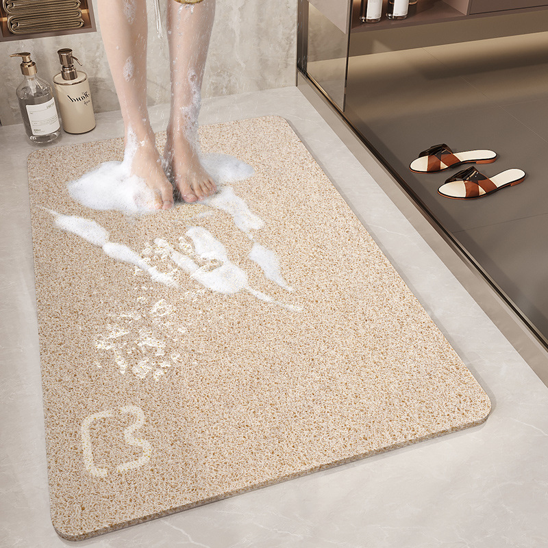 Tapis de douche boucle de soie - Tête de chat Beige