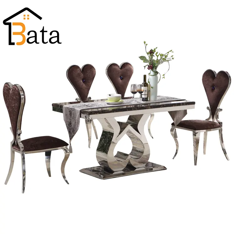 Tavolo da pranzo moderno per mobili per la casa set tavolo da pranzo in marmo in acciaio inossidabile