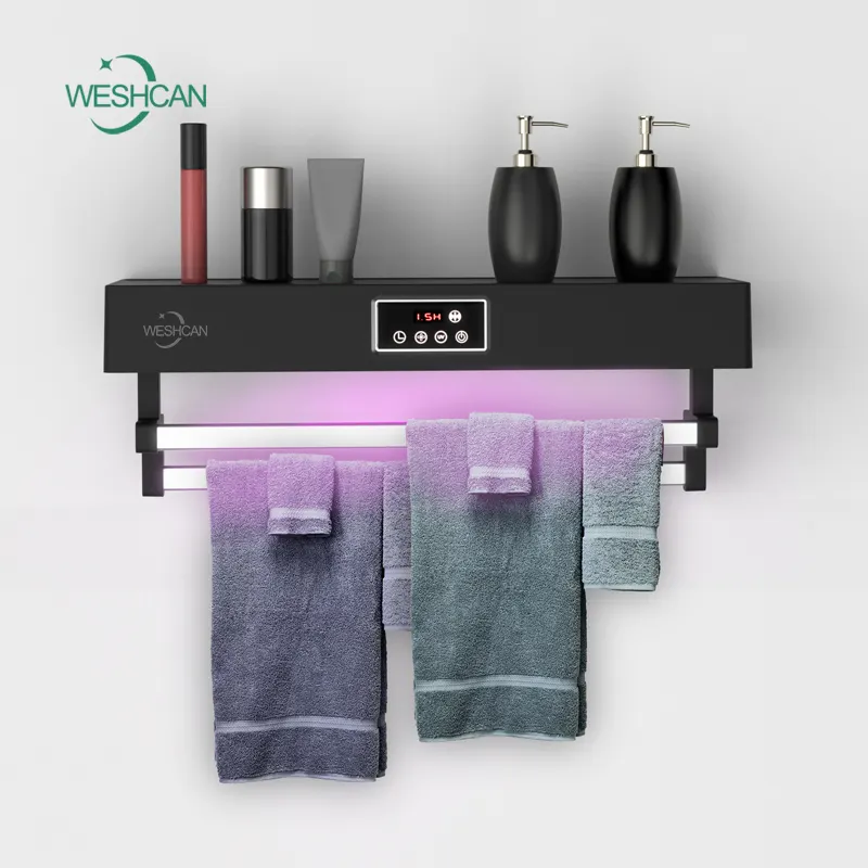 WESHCAN Electric Towel Racks Hanger Bathroom Rack Towel Warmer Wall Mounted Rail UV Towel Dryer