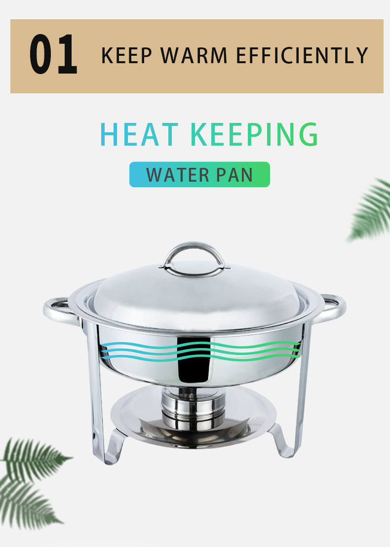 Stainless steel liquid fuel Mini round food warmer buffet equipment alcohol stove chafing dish