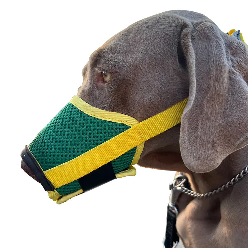 Durable Anti-Biting and Barking Mesh Pet Dog Muzzle Breathable Soft Adjustable Nylon and Polyester Mouth Cover with Ribbons