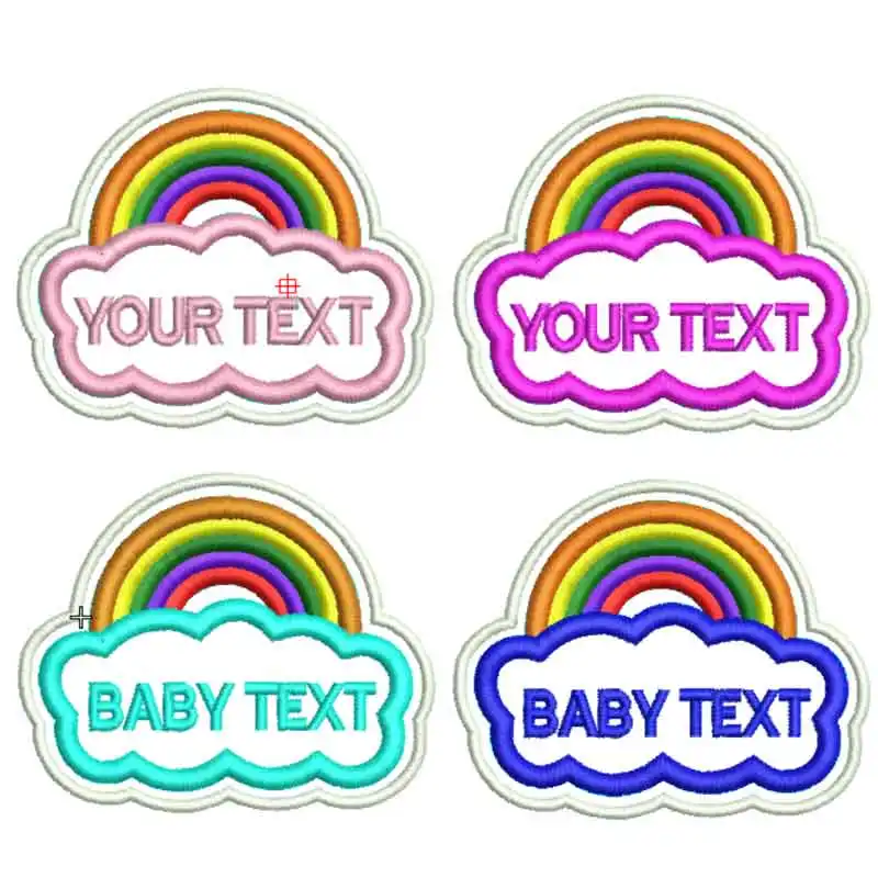 Customized rainbow kindergarten baby name patch children's embroidery name stickers to cloth hat sewing names car boat aircraft