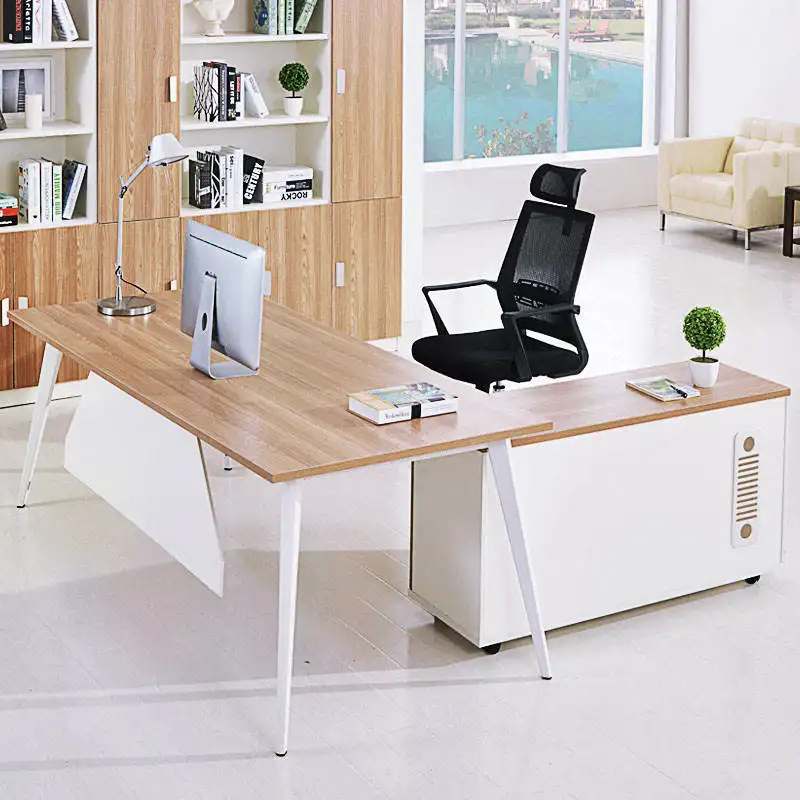 Nuevo diseño de escritorio de muebles de oficina modernos CEO Gerente de escritorio ejecutivo Escritorio de MDF en forma de L