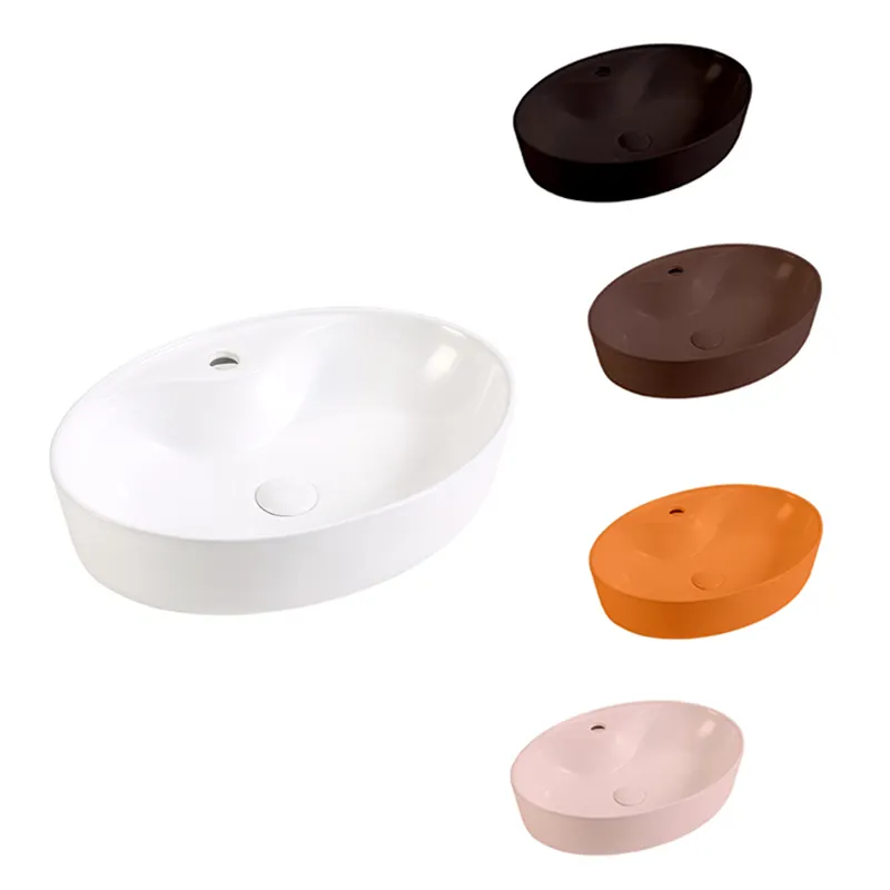 Commercio all'ingrosso Guangdong Design moderno sanitari in ceramica ovale arte lavabo da tavolo lavabo lavabo da bagno