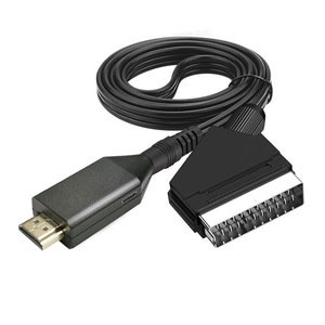 SCART to <strong>HDMI</strong> Converter with <strong>HDMI</strong> Cable Scart in <strong>HDMI</strong> Out HD 720P/1080P Switch Video Audio Converter Adapter for HDTV Black