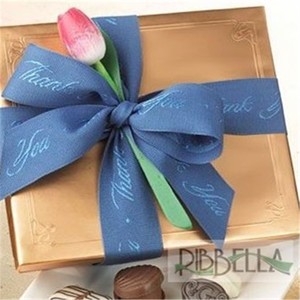Lazo de cinta de grogrén con purpurina preatado personalizado con lazo elástico, caja de Chocolate de poliéster, embalaje para decoración de regalo de Navidad - Product Image 1