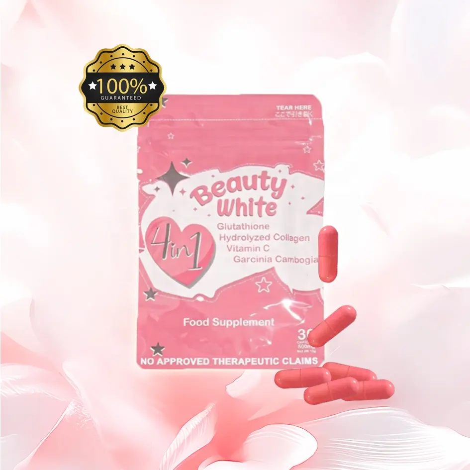 كبسولات تبييض البشرة الجلوتانا 4 في 1 للبيع بالجملة من Beauty White بالكولاجين والفيتامين ج