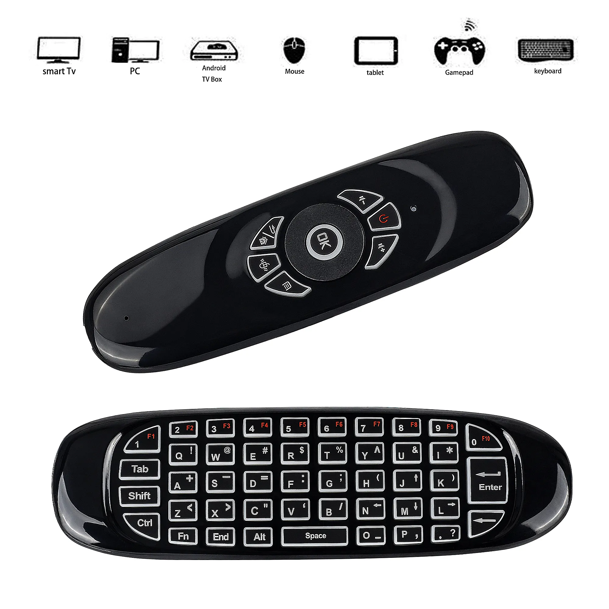 For 6 Axis Gyroscope C120 2.4GHz Wireless Keyboard Fly Air Wireless Mouse With Remote Control Smart TV Mini PC With Backlight