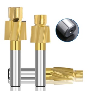 M6-M16 High-speed Steel Countersunk Head Milling <strong>Cutter</strong> 4-tooth Titanium Plated Straight Shank End Milling <strong>Cutter</strong> - Product Image 1