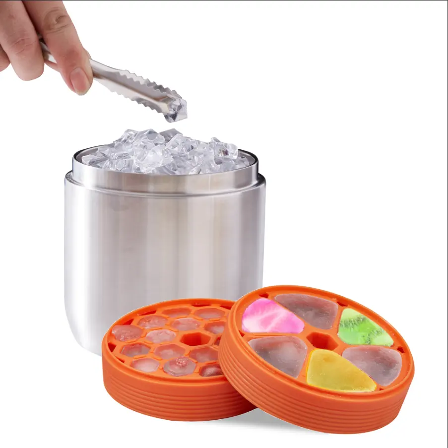 Bandeja de hielo 2 en 1 y cubo de almacenamiento Cubos de hielo DIY multicapa con varios sabores para disfrutar de la libertad de los cubitos de hielo con tapa