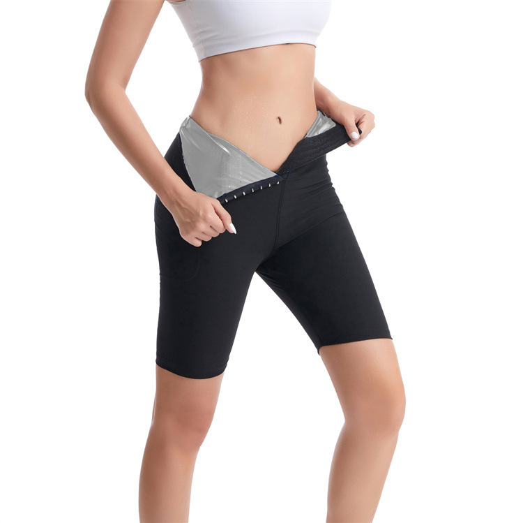 Pantalones 5/8 abotonados completos recubiertos de plata