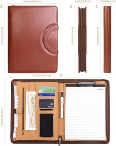 Portfolio Business <strong>Folder</strong> Padfolio <strong>A4</strong> Writing Pad Document Organizer for Men Women School Office <strong>Conference</strong> <strong>Notepad</strong> Clip Boards