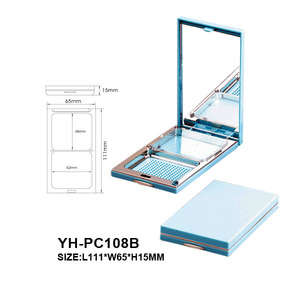 新款矩形方形紧凑型粉盒带镜面粉扑盒2合1定制空压装化妆品自有标签 - Product Image 6
