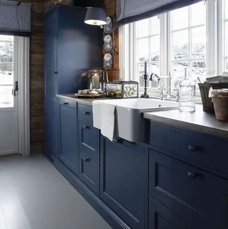 Hochwertige amerikanische Standard Marineblau Stil Luxus Küchen schränke Preis Design Möbel für Villa