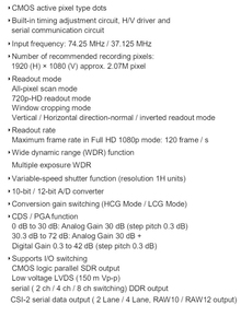 โมดูลกล้อง2MP IMX291 MIPI HD สตาร์ไลท์ระดับโมดูลกล้องมุมยาว - Product Image 4
