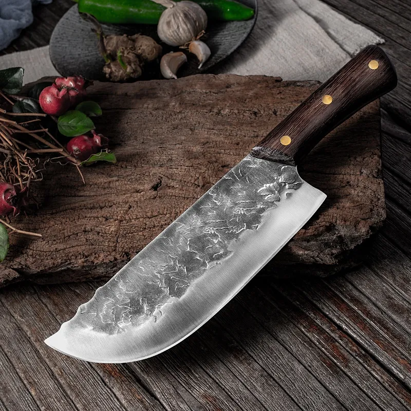 7 Inch Handgemaakte Volledige Tang Gesmeed High-Carbon Staal Slachten Messen Chinese Chef Cleaver Slagersmes