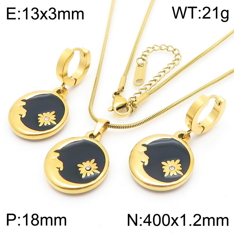 Collier + boucles d'oreilles ciel étoilé noir