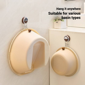 Suction Cup Basin Storage Rack, Household Bathtub <strong>Hooks</strong> Wall Organisation Without Drilling