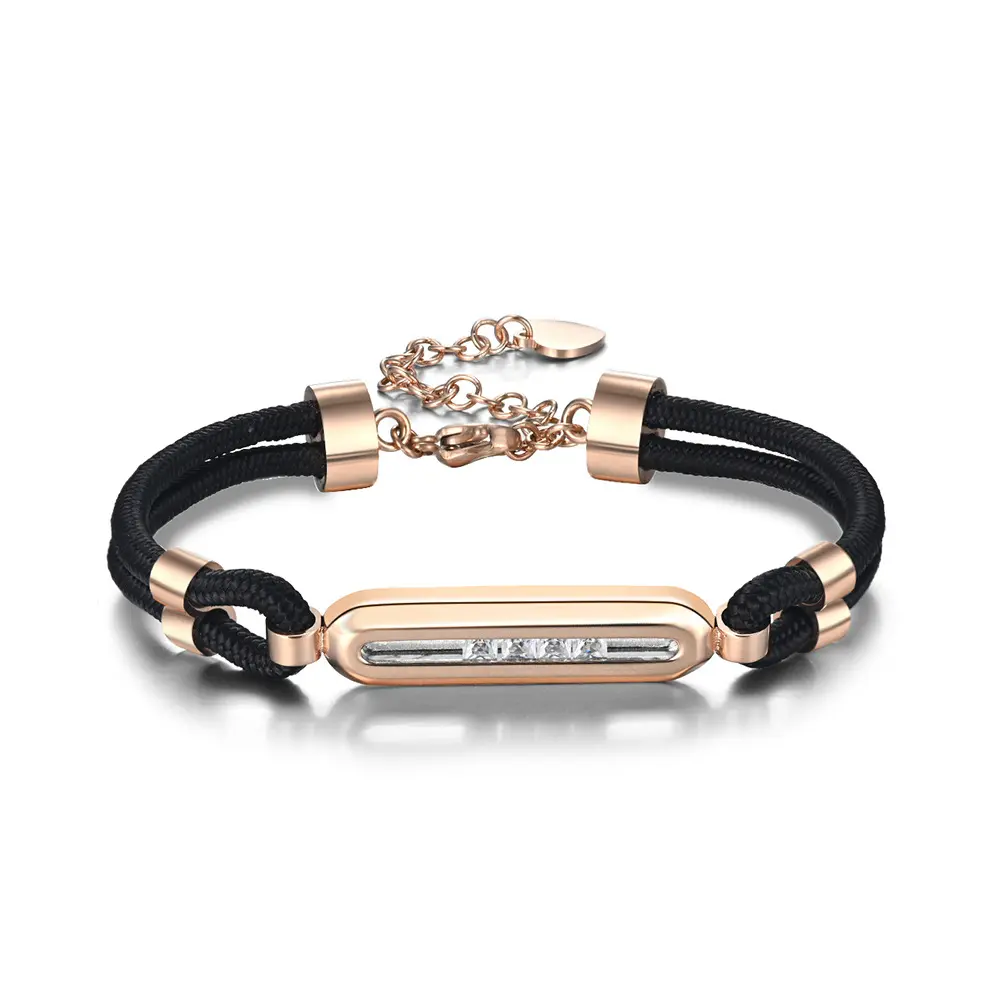 2023 New European e American Ladies Stone Sliding Lovers bracciale bracciale in oro rosa nero personalità Lettering