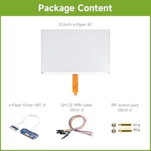 Display a forma di 13.3 pollici E-Ink cappello (K) per Raspberry Pi, interfaccia SPI con ampio angolo di visione a forma di carta - Product Image 2