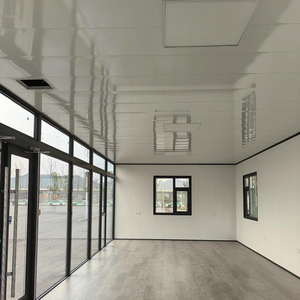 40英尺现代模块化生活解决方案耐用钢预制集装箱玻璃屋，带阳光屋顶，适用于别墅酒店公寓