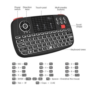 Rii-teclado inalámbrico Mini BT, 2,4 GHz, Dual Modes, portátil, diapasón retroiluminado, ratón táctil - Product Image 3