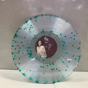 レコードプレーヤーメーカーのビニールレコードプレス用の透明LPにプロモーションカスタム音楽が緑色にスプラッシュ - Product Image 1