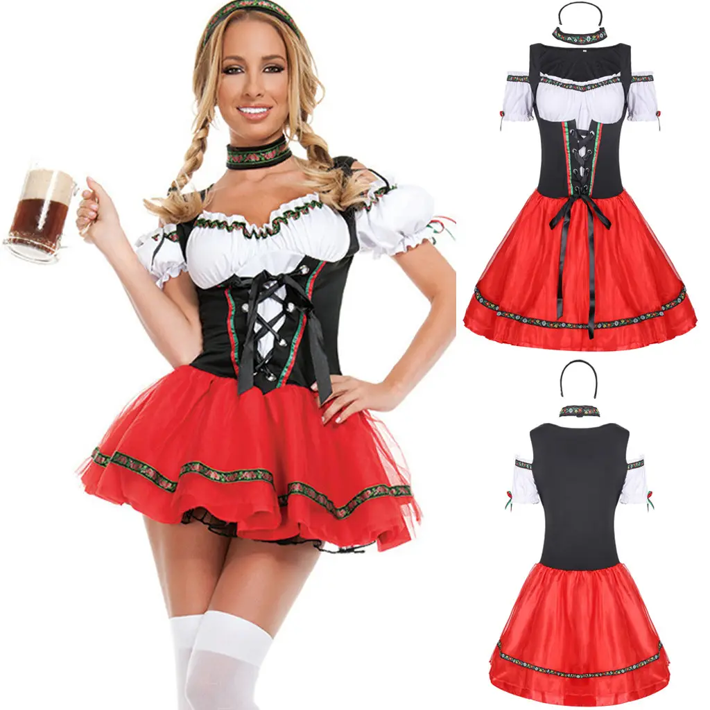 Mujer tradicional alemán cerveza bávara chica Sexy traje Oktoberfest Festival carnaval fiesta de vestido