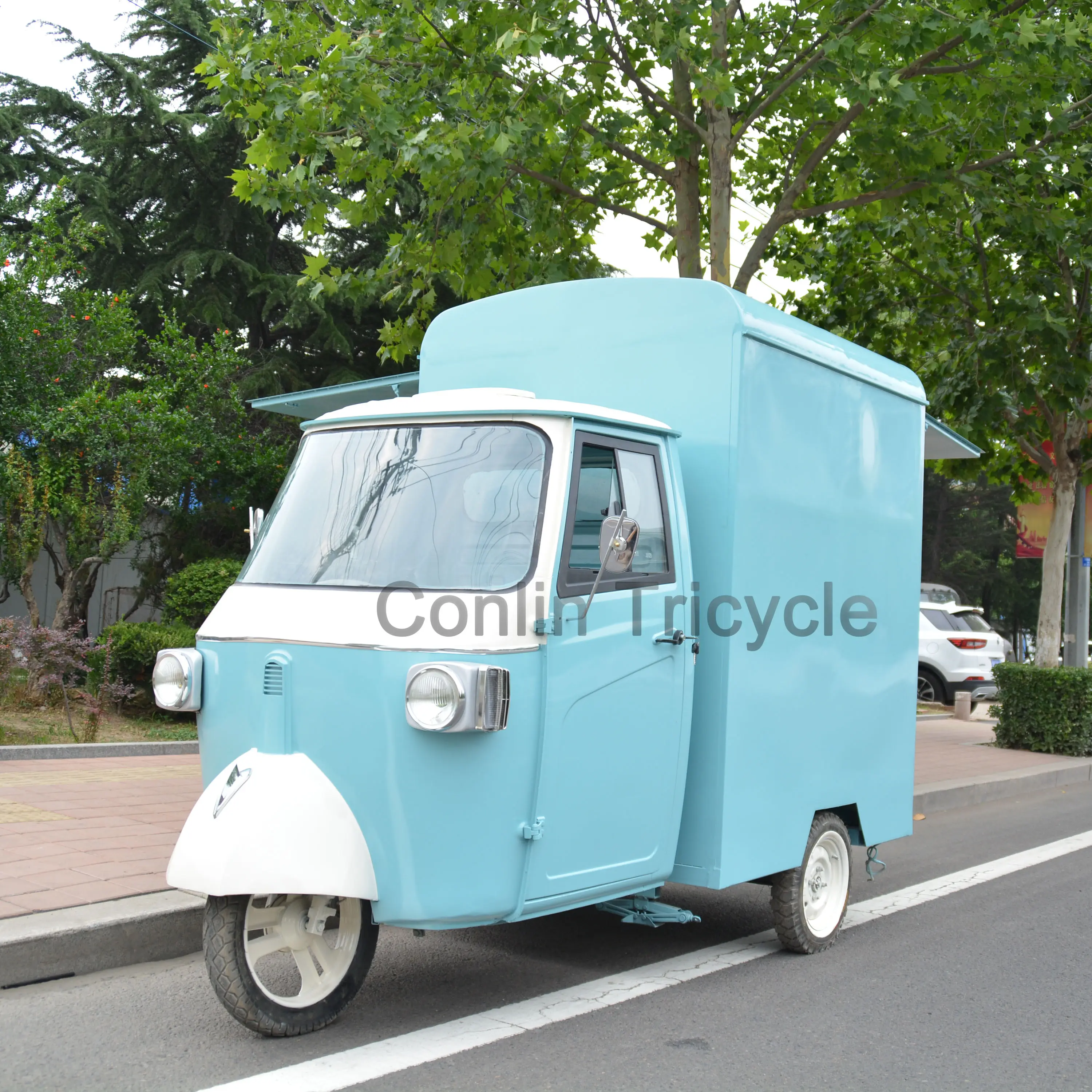 Triciclo eléctrico móvil Vintage para cafetería, triciclo eléctrico de café, a la venta