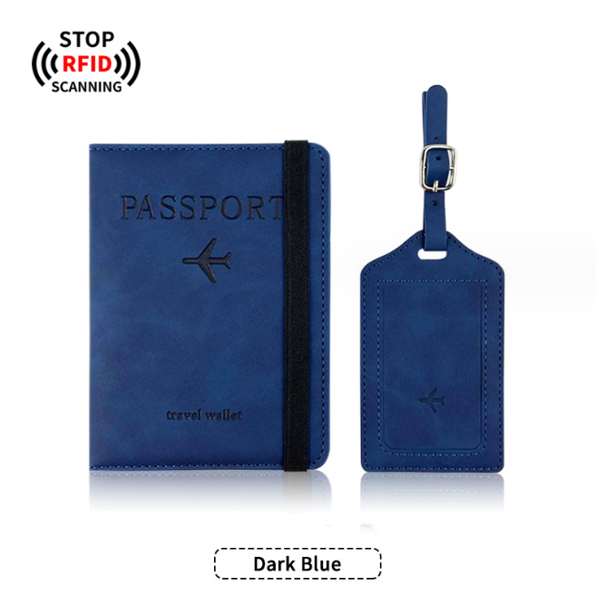 Blue passport and tag set