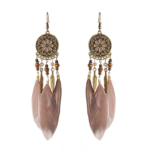 Yiwu charme plume perlée boucles d'oreilles pour femmes bijoux de mode