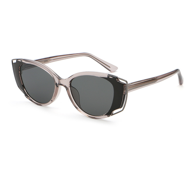 C2 gris translucide brillant, cadre noir sable concave YKS15