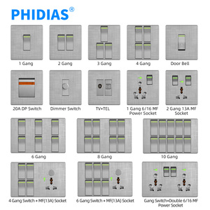 Vendita calda pulsante home wall 6 gang interruttore a parete interruttore di controllo della luce con presa a muro multifunzione elettrica al neon - Product Image 4