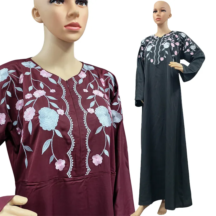 2022 novo Modelo de Chegada Baju Kurung Moderno Moda Bordados Muçulmano Vestido Zip Manga Longa Abaya Malásia Kurung Baju Kebaya
