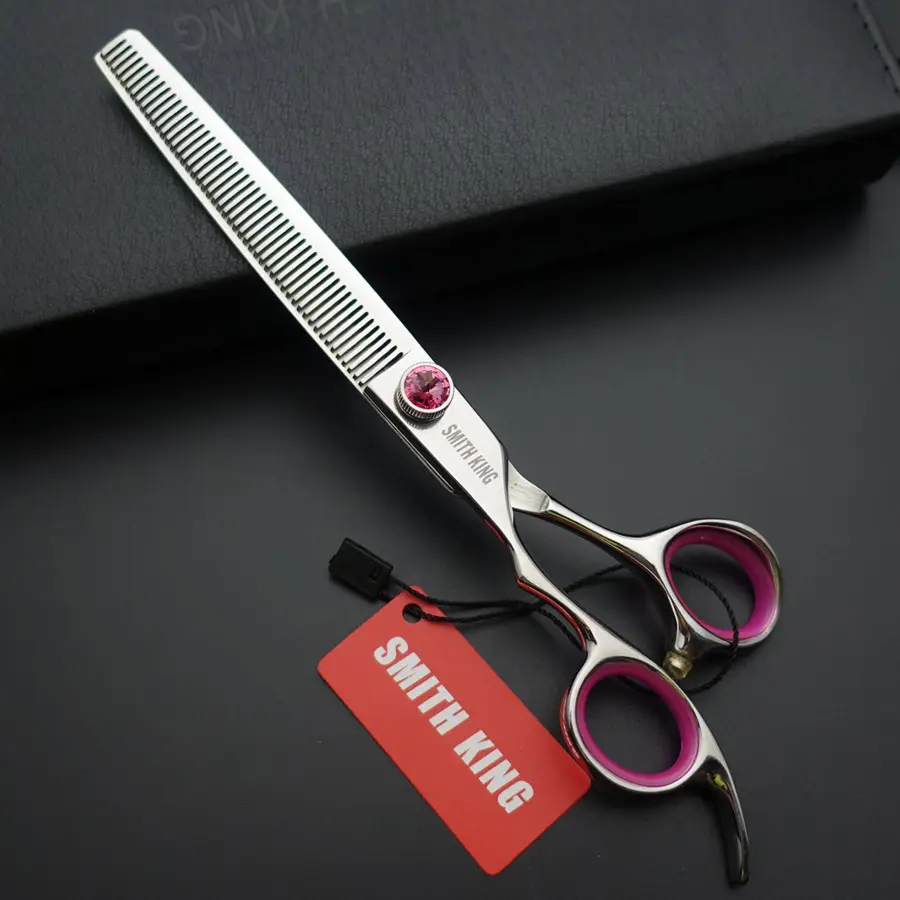 Smith king tesoura profissional de cabeleireiro, kit de tesouras profissionais para cabeleireiro com 7 polegadas, tesoura desbaste + kits/estojo