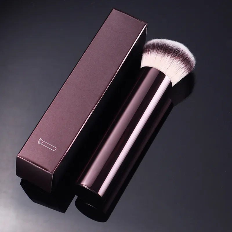 luxurious simple single makeup brush Aluminum handle soft vegan hair single foundation blush brush