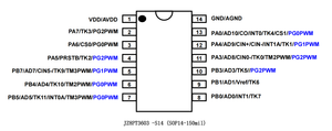 NY8A054E 8ビットEPROM MCU、10ビットPWM、IR、14 GPIO、デュアル発振器 - Product Image 3
