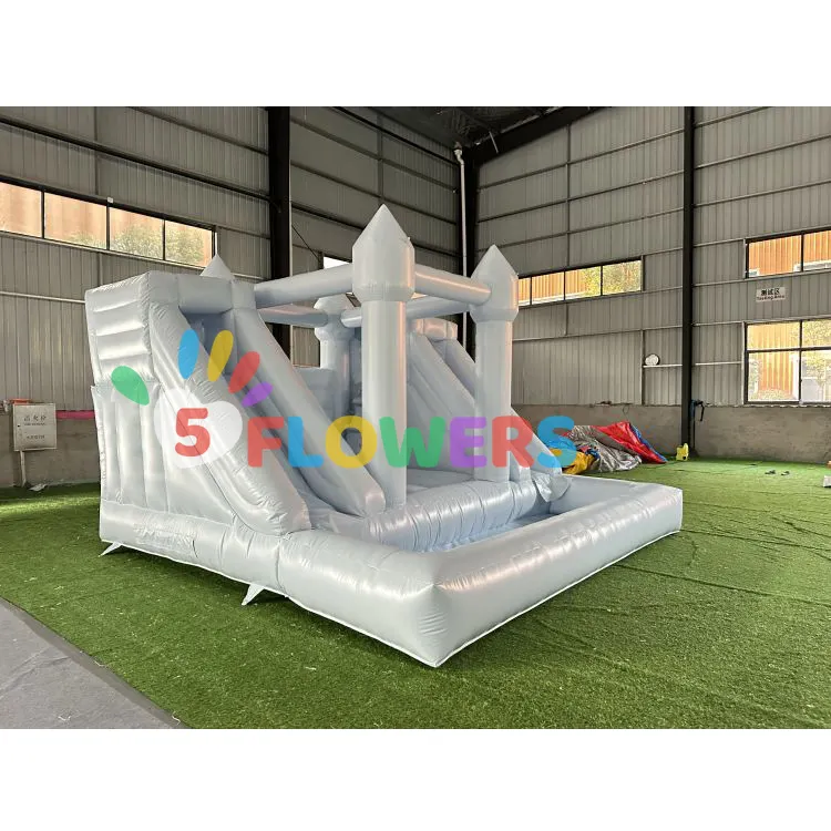 Fabrika fiyat PVC bouncy kaleler şişme pastel mavi şişme kaydıraklı oyun kalesi top çukur sıçrama ev combo çocuklar için yetişkin