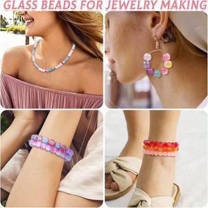 1700 buah 8mm 48 warna manik-manik kaca cantik berkilau kit manik-manik Kaca Gelang DIY dewasa anak-anak membuat perhiasan mainan - Product Image 6