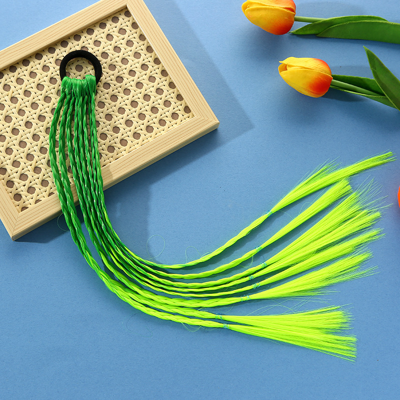 6green gradient to yellow-1 hair tie with 8 small braids