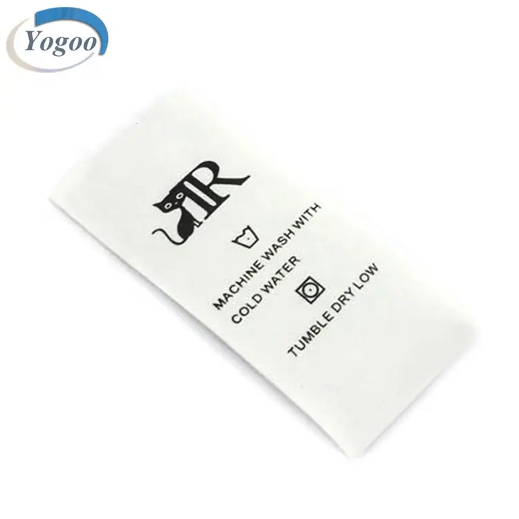 Etichette in tessuto per la cura del lavaggio tessute con Logo stampato indumento di Design personalizzato piccolo MOQ economico per i vestiti