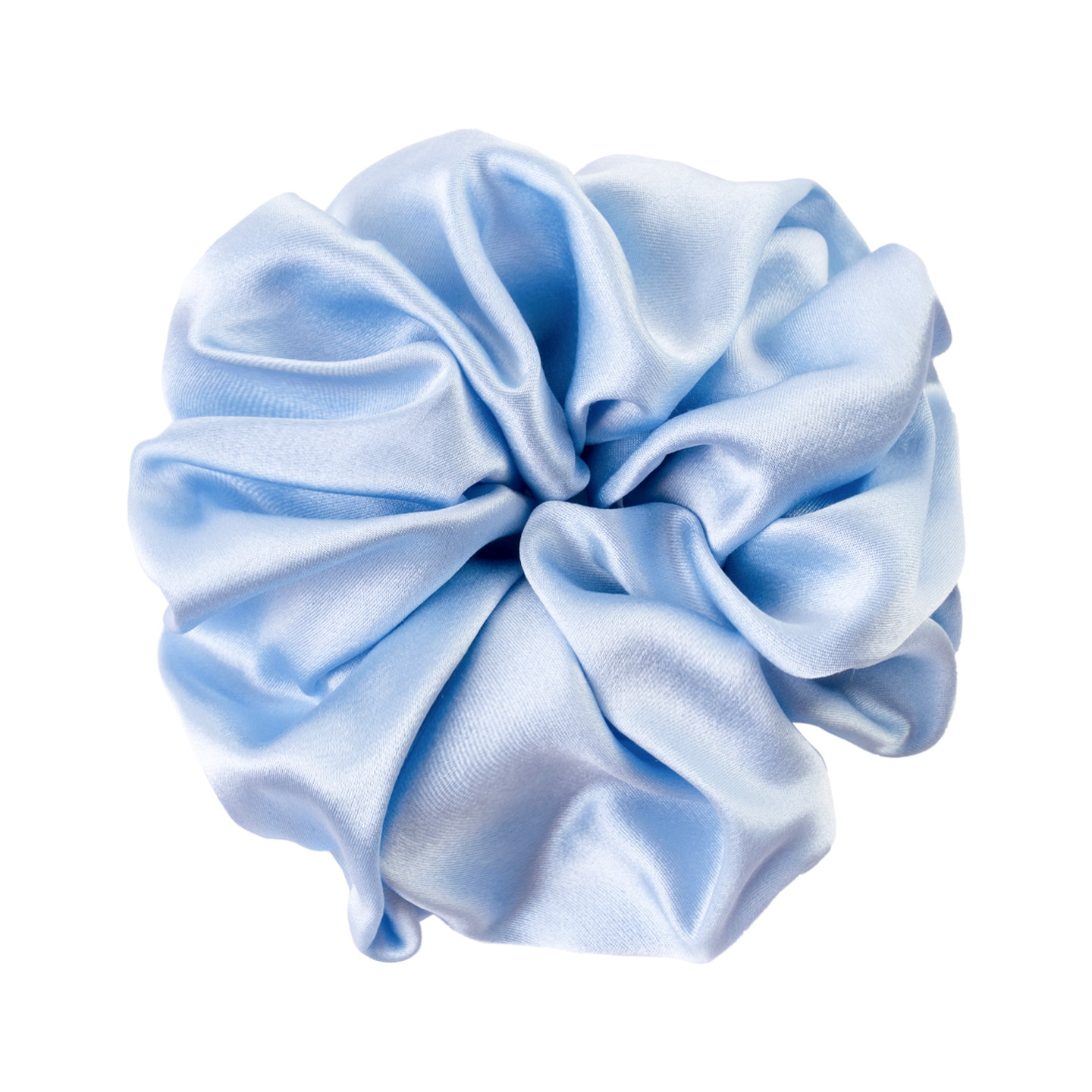 Élastique à cheveux en soie bleue - 4 cm