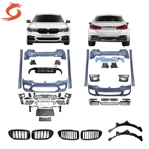 CS M5 arka difüzör G30 G38 LCI M5 parlak siyah arka tampon difüzör ile ışık yayan diyot BMW 5 serisi G30 vücut kiti - Product Image 2