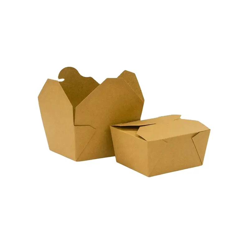 Kunden spezifisches Kraft papier zum Mitnehmen Mittagessen Verpackungs boxen Quadratischer Papier-Lebensmittel behälter