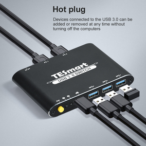 TESmart-interruptor USB OEM ODM, compatible con 2PC, ordenadores, 2 USB 2,0 3,0, teclas calientes 2x1, USB 3,0, conmutador de datos - Product Image 4