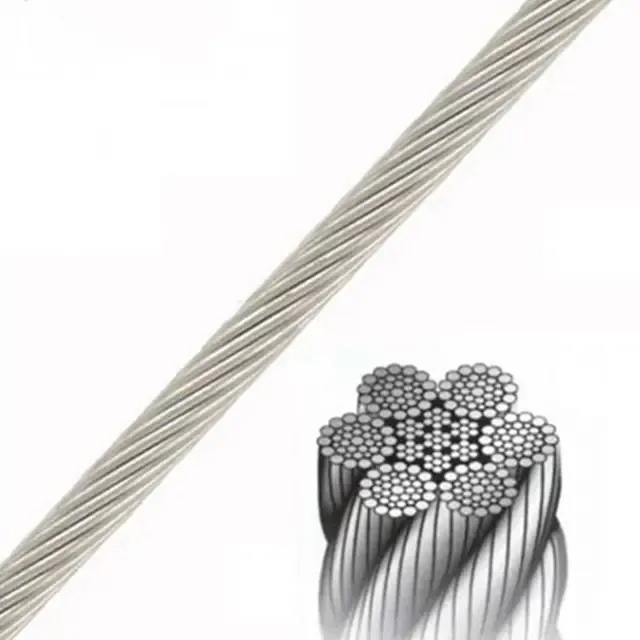 High Carbon Galvanized Steel Cable 7x7 6x19 FC IWRC 6x36 19x7 Trolleying Steel Wire Rope for Tower Crane
